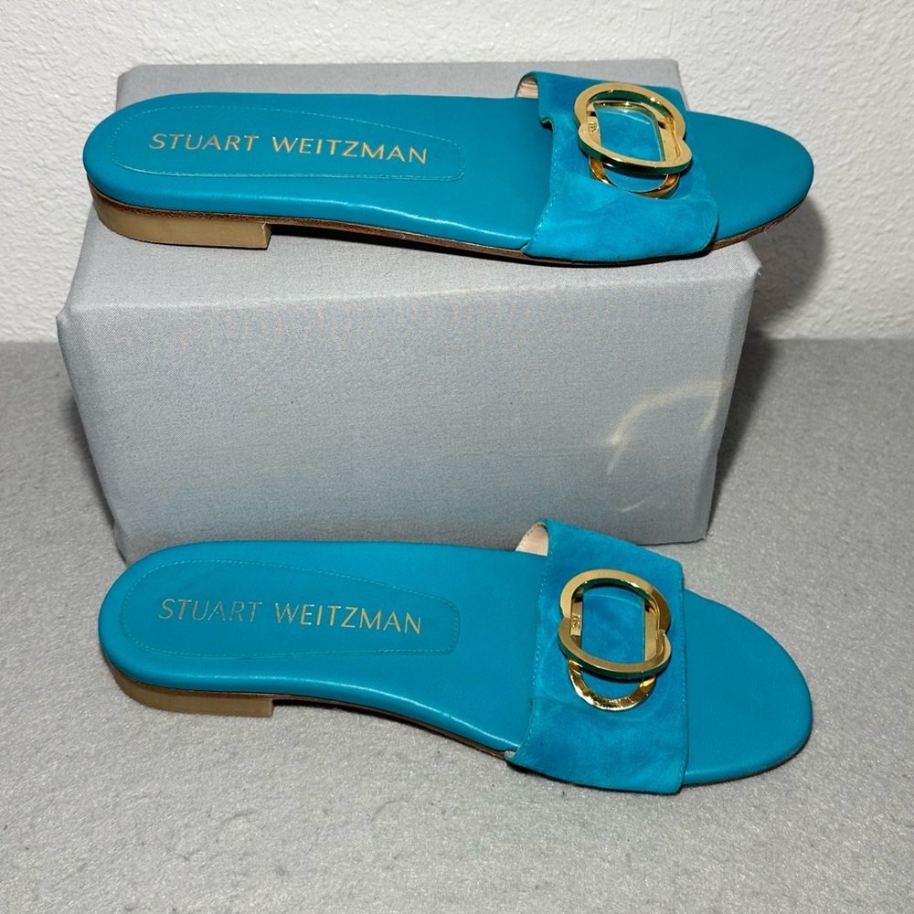 Stuart Weitzman Caicos‎ Suede Slide Sandals - Picture 5 of 10